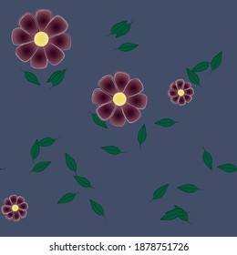 Flowers and leafs seamless ornamental vector pattern.