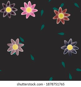 Flowers and leafs seamless ornamental vector pattern.