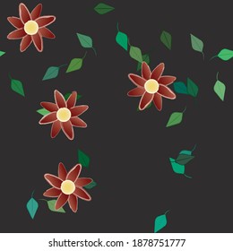 Flores y hojas sin fisuras de vectores ornamentales.