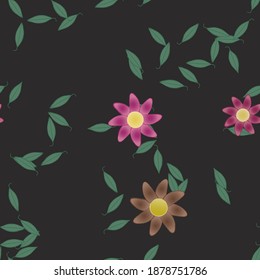 Flowers and leafs seamless ornamental vector pattern.