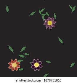 Flores y hojas sin fisuras de vectores ornamentales.