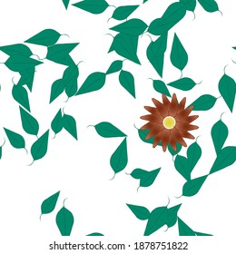 Flowers and leafs seamless ornamental vector pattern.