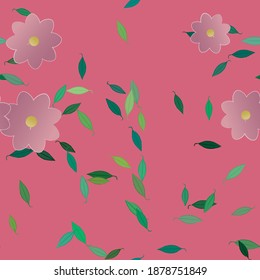 Flowers and leafs seamless ornamental vector pattern.