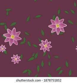 Flowers and leafs seamless ornamental vector pattern.