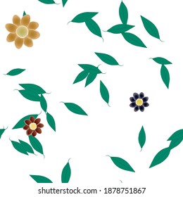 Flowers and leafs seamless ornamental vector pattern.