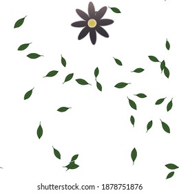 Flowers and leafs seamless ornamental vector pattern.