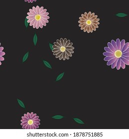 Flores y hojas sin fisuras de vectores ornamentales.