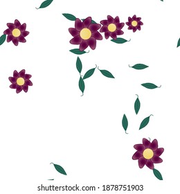 Flowers and leafs seamless ornamental vector pattern.