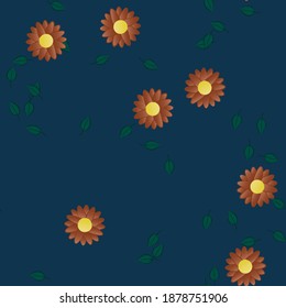 Flowers and leafs seamless ornamental vector pattern.