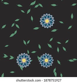 Flowers and leafs seamless ornamental vector pattern.