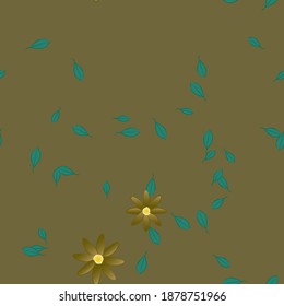 Flowers and leafs seamless ornamental vector pattern.