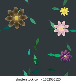 Flowers and leafs seamless ornamental vector pattern.