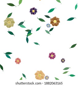 Flowers and leafs seamless ornamental vector pattern.