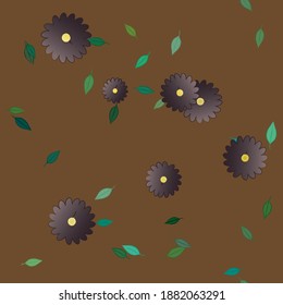 Flowers and leafs seamless ornamental vector pattern.