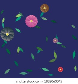 Flowers and leafs seamless ornamental vector pattern.