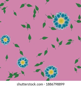 Flowers and leafs seamless ornamental vector pattern.