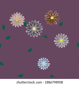 Flowers and leafs seamless ornamental vector pattern.