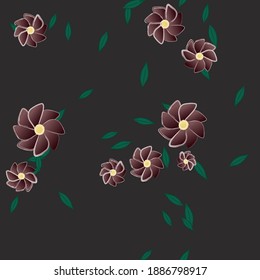 Flowers and leafs seamless ornamental vector pattern.