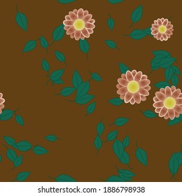 Flowers and leafs seamless ornamental vector pattern.
