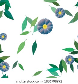 Flowers and leafs seamless ornamental vector pattern.