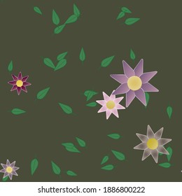 Flowers and leafs seamless ornamental vector pattern.