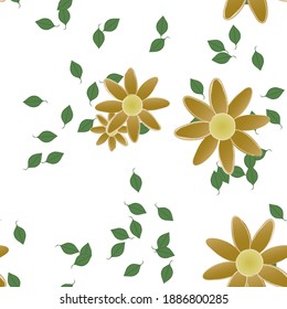 Flowers and leafs seamless ornamental vector pattern.