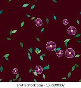Flowers and leafs seamless ornamental vector pattern.