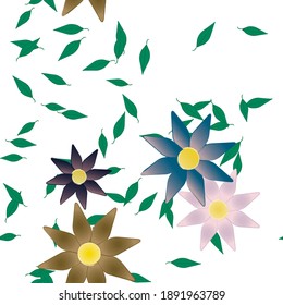 Flowers and leafs seamless ornamental vector pattern.