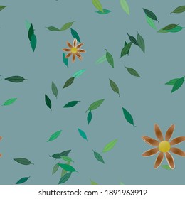 Flowers and leafs seamless ornamental vector pattern.