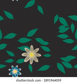 Flores y hojas sin fisuras de vectores ornamentales.