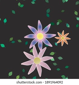 Flowers and leafs seamless ornamental vector pattern.
