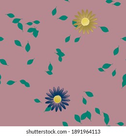 Flowers and leafs seamless ornamental vector pattern.