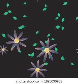 Flowers and leafs seamless ornamental vector pattern.