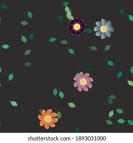 Flowers and leafs seamless ornamental vector pattern.