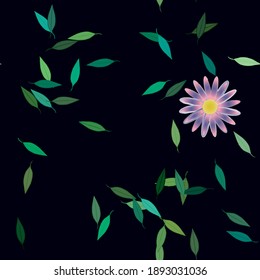 Flowers and leafs seamless ornamental vector pattern.
