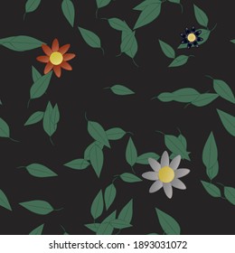 Flowers and leafs seamless ornamental vector pattern.