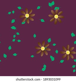 Flowers and leafs seamless ornamental vector pattern.