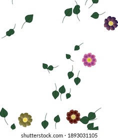 Flowers and leafs seamless ornamental vector pattern.