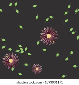 Flowers and leafs seamless ornamental vector pattern.