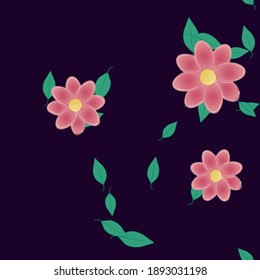 Flowers and leafs seamless ornamental vector pattern.