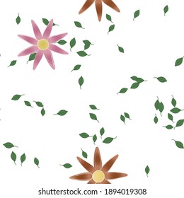 Flowers and leafs seamless ornamental vector pattern.