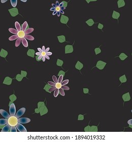 Flowers and leafs seamless ornamental vector pattern.