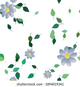 Flowers and leafs seamless ornamental vector pattern.