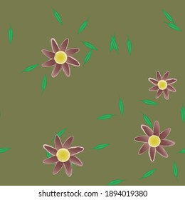 Flowers and leafs seamless ornamental vector pattern.