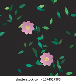 Flowers and leafs seamless ornamental vector pattern.