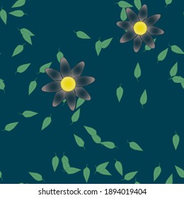 Flowers and leafs seamless ornamental vector pattern.