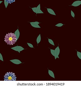 Flowers and leafs seamless ornamental vector pattern.