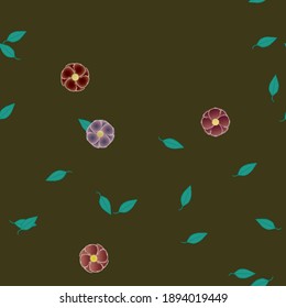 Flowers and leafs seamless ornamental vector pattern.