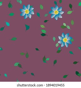 Flowers and leafs seamless ornamental vector pattern.