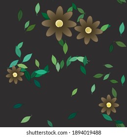 Flowers and leafs seamless ornamental vector pattern.